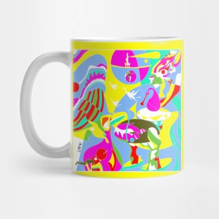 rainbow the garden of earthly delights in ecopop aesthetic kaiju mexican remix art Mug